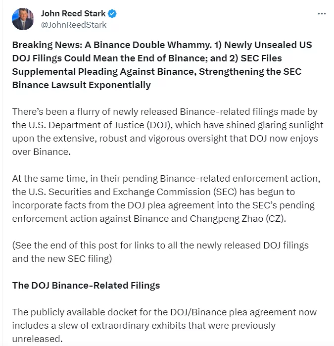 Binance DOJ Filings - Provocări de reglementare dezvăluite de Binance