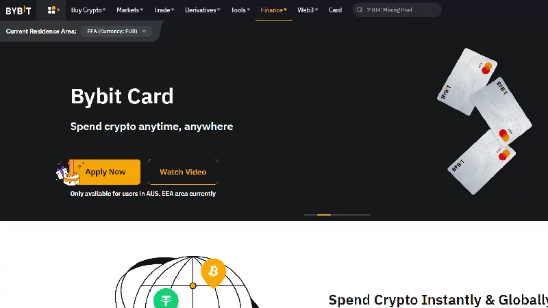 Cardul de debit Bybit.
